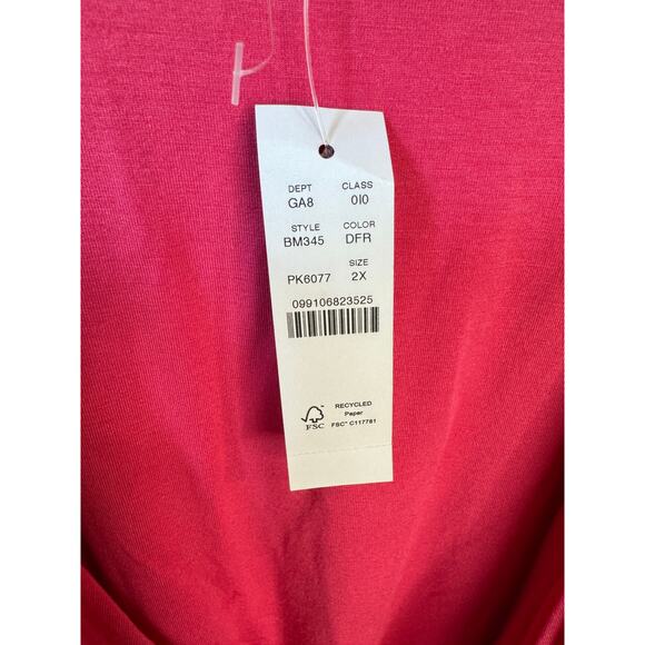 J. CREW NWT FormKnit Pink Long Sleeve Wrap Top w/ Velvet Tie Belt Sz 2X Holidays - Picture 12 of 14